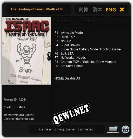 The Binding of Isaac: Wrath of the Lamb: Трейнер +9 [v1.2]