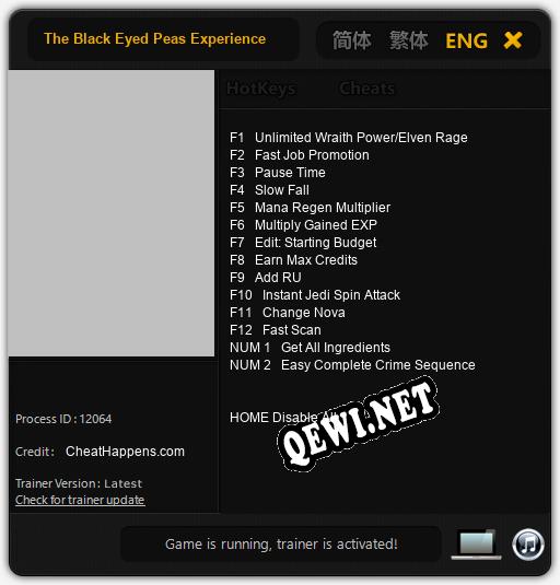 Трейнер для The Black Eyed Peas Experience [v1.0.8]