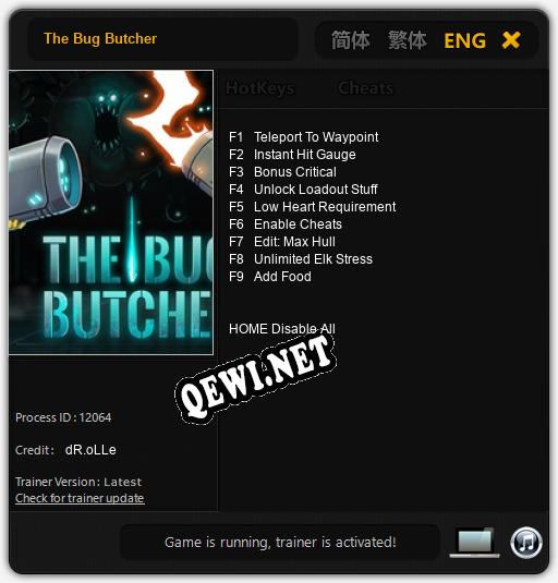 Трейнер для The Bug Butcher [v1.0.4]