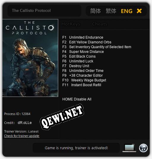 Трейнер для The Callisto Protocol [v1.0.6]