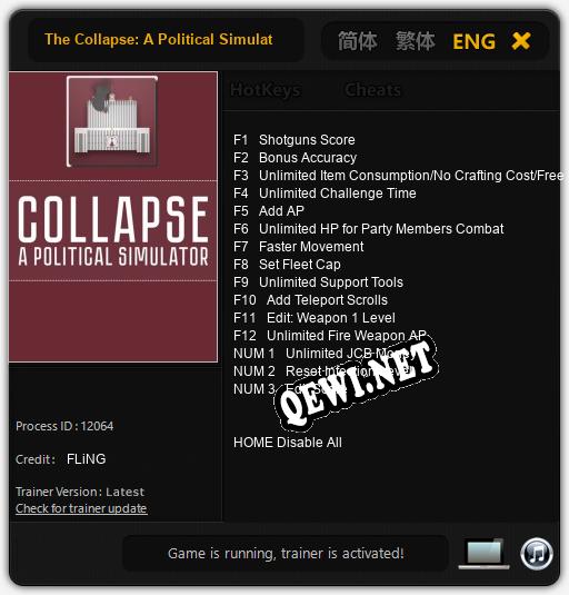 Трейнер для The Collapse: A Political Simulator [v1.0.9]