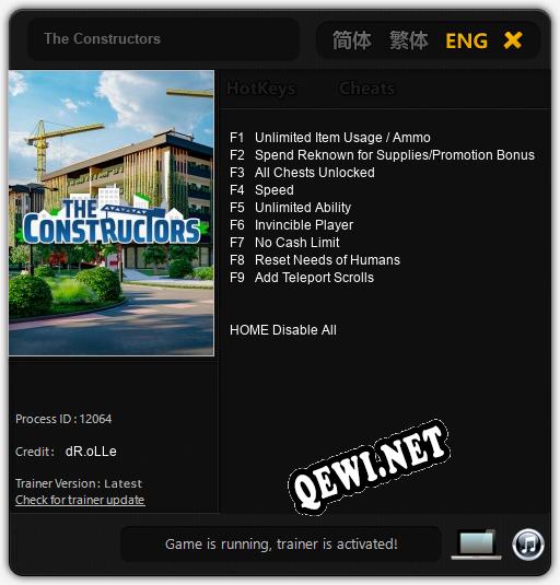 Трейнер для The Constructors [v1.0.1]