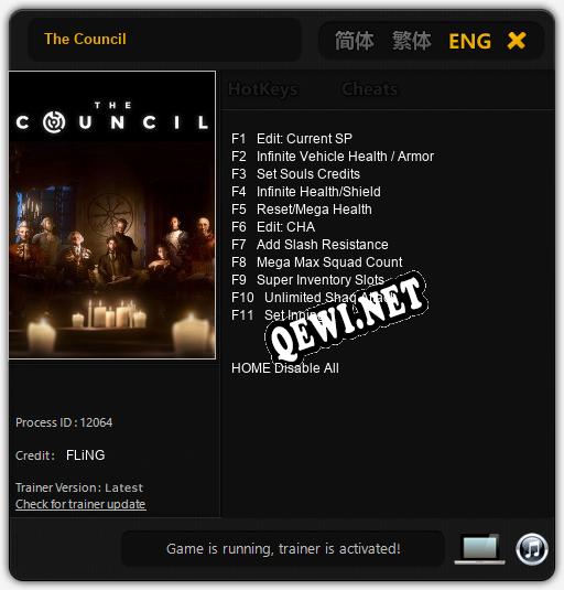 Трейнер для The Council [v1.0.2]