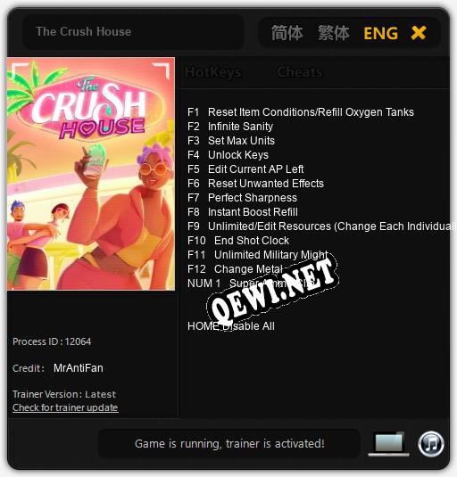 The Crush House: ТРЕЙНЕР И ЧИТЫ (V1.0.35)