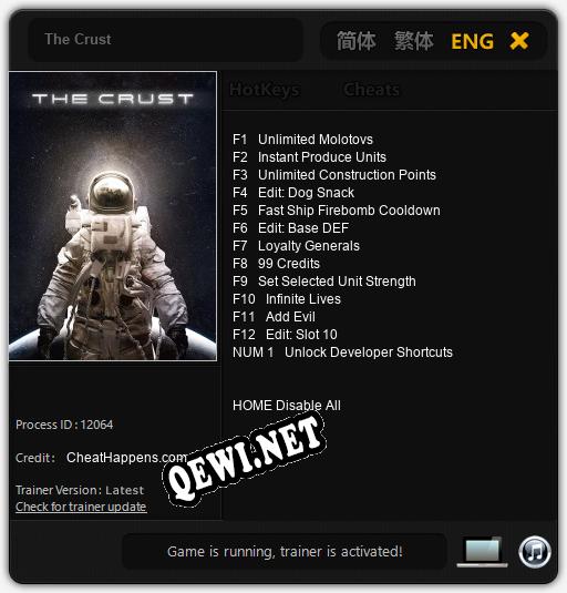 Трейнер для The Crust [v1.0.2]