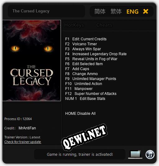 The Cursed Legacy: ТРЕЙНЕР И ЧИТЫ (V1.0.92)