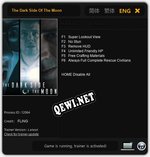 Трейнер для The Dark Side Of The Moon [v1.0.1]