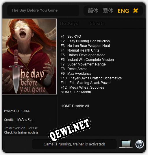 The Day Before You Gone: ТРЕЙНЕР И ЧИТЫ (V1.0.18)
