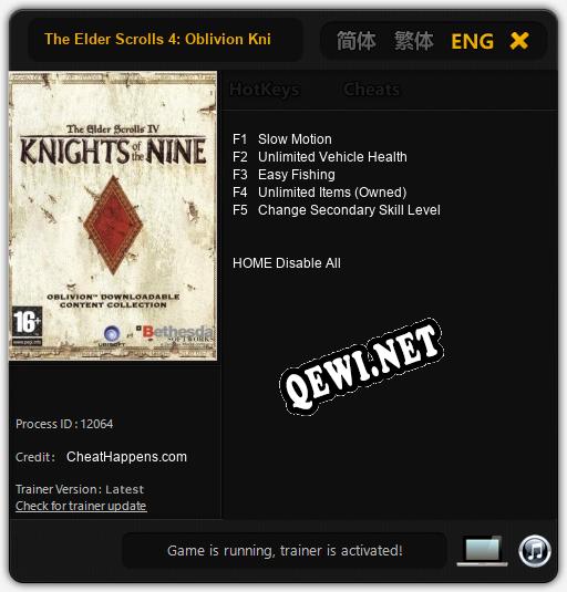 The Elder Scrolls 4: Oblivion Knights of the Nine: Читы, Трейнер +5 [CheatHappens.com]