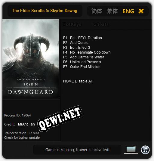 The Elder Scrolls 5: Skyrim Dawnguard: Читы, Трейнер +7 [MrAntiFan]