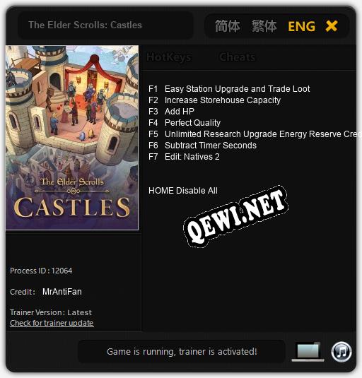 The Elder Scrolls: Castles: Читы, Трейнер +7 [MrAntiFan]