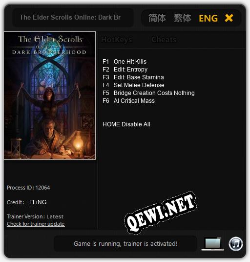 The Elder Scrolls Online: Dark Brotherhood: Читы, Трейнер +6 [FLiNG]
