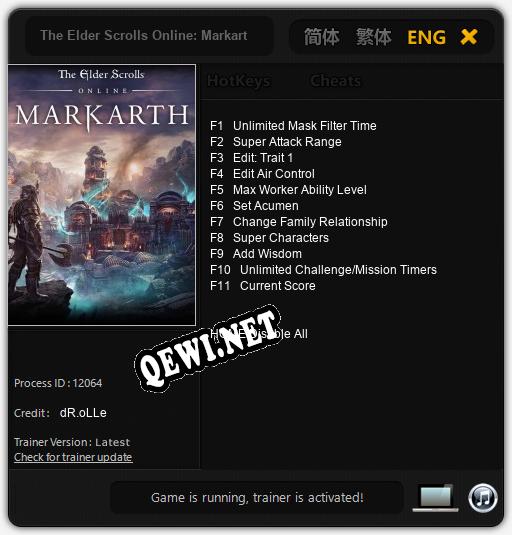 Трейнер для The Elder Scrolls Online: Markarth [v1.0.3]