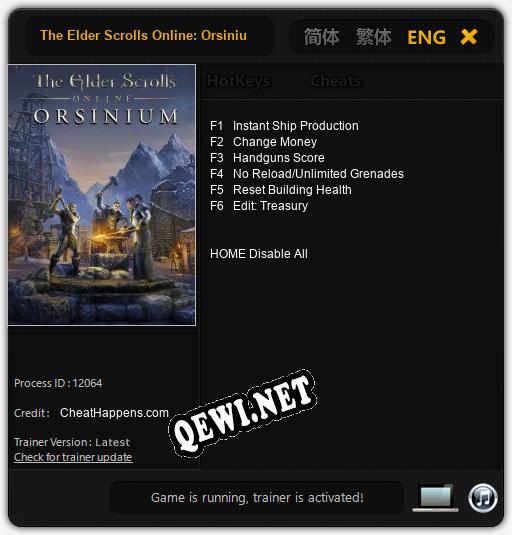 Трейнер для The Elder Scrolls Online: Orsinium [v1.0.4]