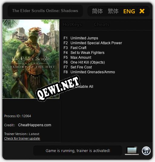 The Elder Scrolls Online: Shadows of the Hist: Трейнер +8 [v1.5]