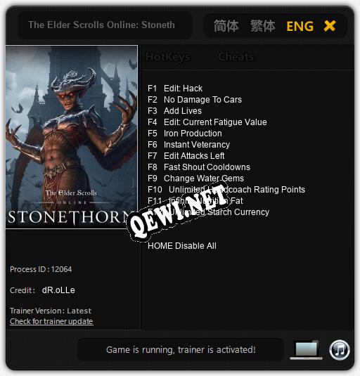 The Elder Scrolls Online: Stonethorn: Трейнер +12 [v1.6]