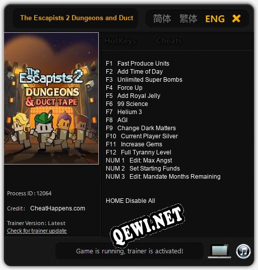 The Escapists 2 Dungeons and Duct Tape: Трейнер +15 [v1.5]