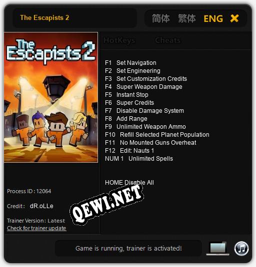 Трейнер для The Escapists 2 [v1.0.9]