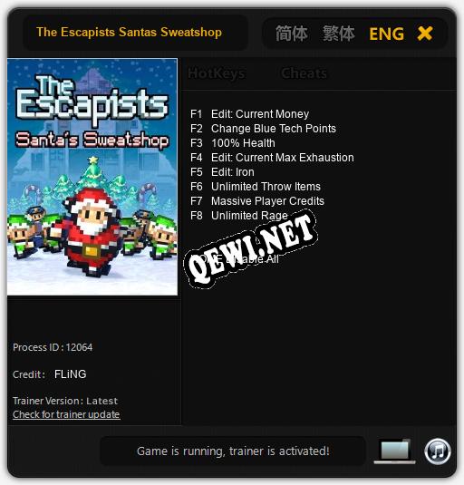 Трейнер для The Escapists Santas Sweatshop [v1.0.1]