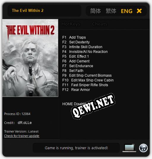 The Evil Within 2: Читы, Трейнер +12 [dR.oLLe]