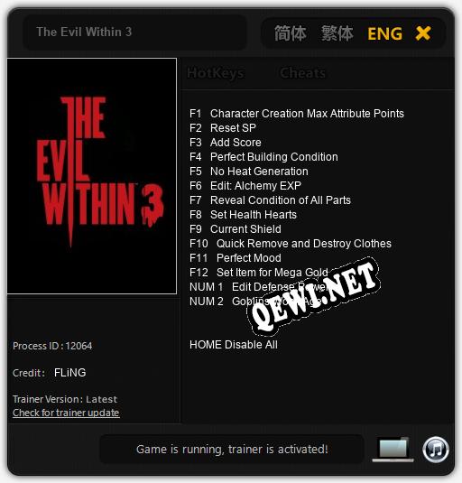Трейнер для The Evil Within 3 [v1.0.3]