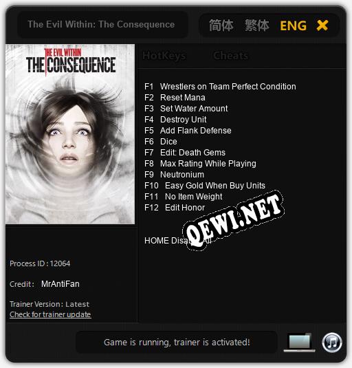 The Evil Within: The Consequence: ТРЕЙНЕР И ЧИТЫ (V1.0.13)
