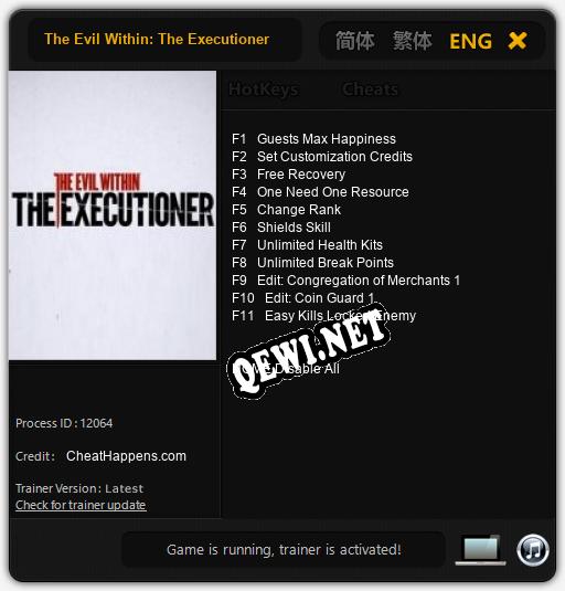 The Evil Within: The Executioner: ТРЕЙНЕР И ЧИТЫ (V1.0.22)
