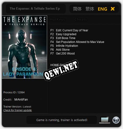 Трейнер для The Expanse: A Telltale Series Episode 4: Lady Paramount [v1.0.4]