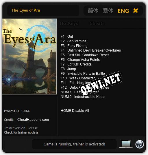 Трейнер для The Eyes of Ara [v1.0.2]
