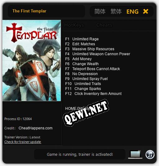 Трейнер для The First Templar [v1.0.3]