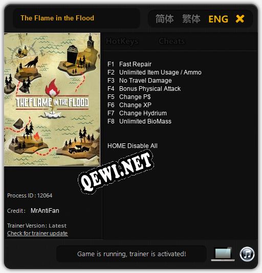 The Flame in the Flood: ТРЕЙНЕР И ЧИТЫ (V1.0.82)