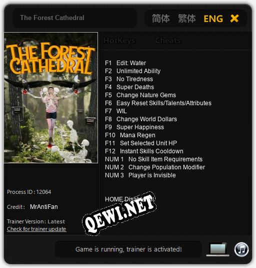 Трейнер для The Forest Cathedral [v1.0.6]