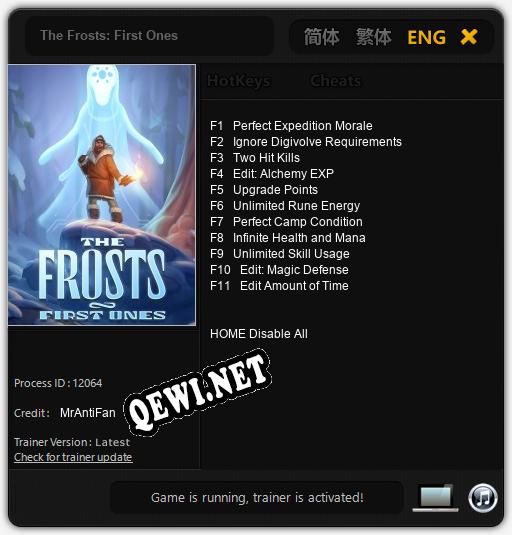 Трейнер для The Frosts: First Ones [v1.0.4]