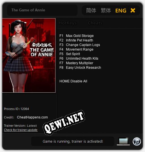 The Game of Annie: Читы, Трейнер +8 [CheatHappens.com]