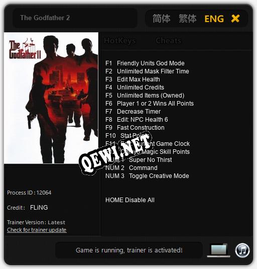 Трейнер для The Godfather 2 [v1.0.1]