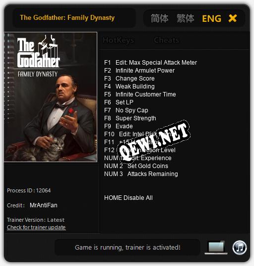 The Godfather: Family Dynasty: ТРЕЙНЕР И ЧИТЫ (V1.0.7)