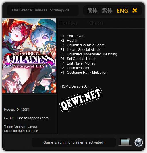 Трейнер для The Great Villainess: Strategy of Lily [v1.0.7]