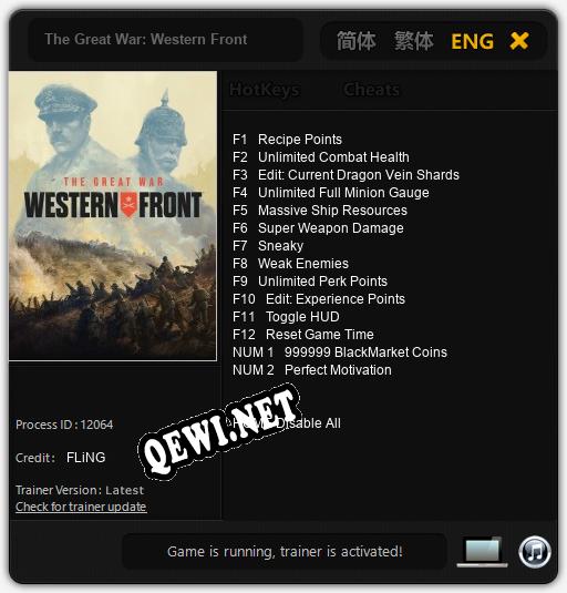 The Great War: Western Front: ТРЕЙНЕР И ЧИТЫ (V1.0.39)
