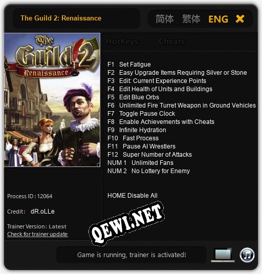 The Guild 2: Renaissance: Читы, Трейнер +14 [dR.oLLe]