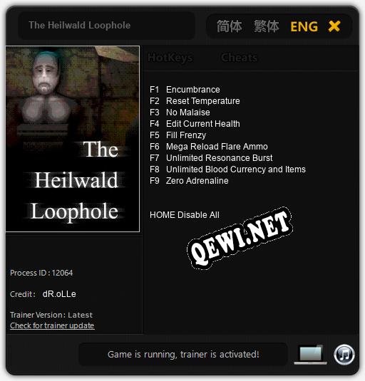 The Heilwald Loophole: ТРЕЙНЕР И ЧИТЫ (V1.0.84)