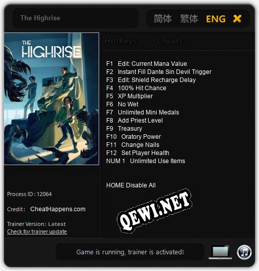 The Highrise: ТРЕЙНЕР И ЧИТЫ (V1.0.10)