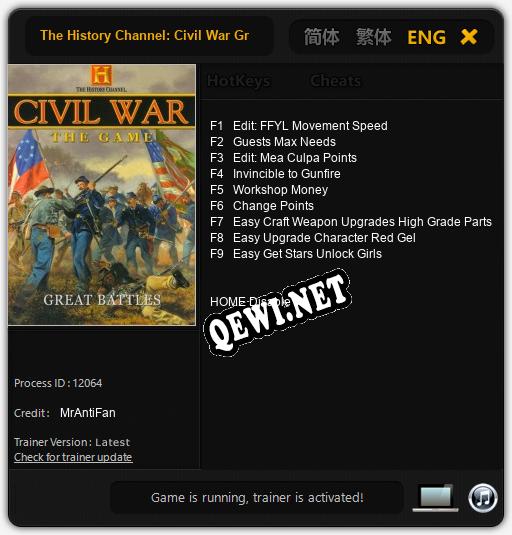 The History Channel: Civil War Great Battles: ТРЕЙНЕР И ЧИТЫ (V1.0.23)