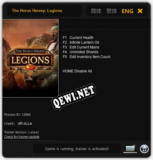 The Horus Heresy: Legions: ТРЕЙНЕР И ЧИТЫ (V1.0.8)