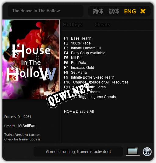 The House In The Hollow: ТРЕЙНЕР И ЧИТЫ (V1.0.73)