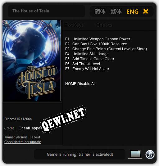 Трейнер для The House of Tesla [v1.0.8]