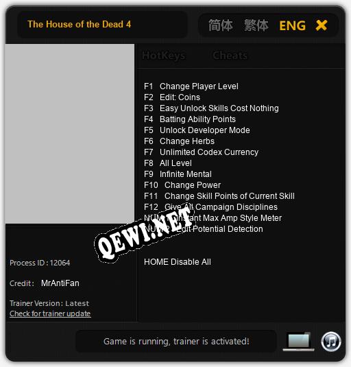 The House of the Dead 4: Трейнер +14 [v1.6]