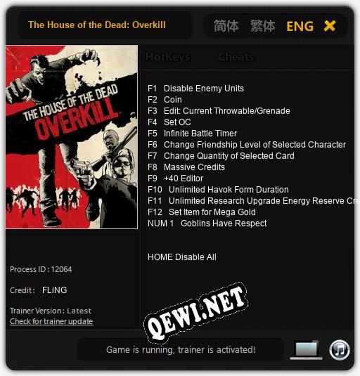 The House of the Dead: Overkill: Трейнер +10 [v1.2]