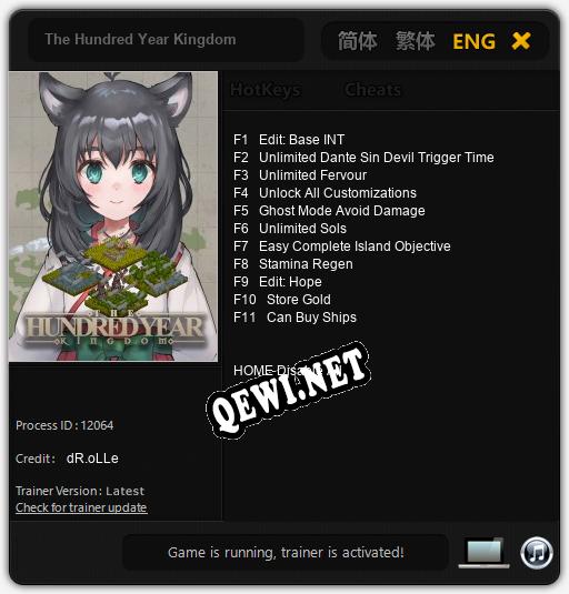 Трейнер для The Hundred Year Kingdom [v1.0.6]