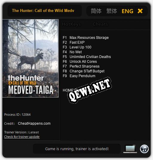 Трейнер для The Hunter: Call of the Wild Medved-Taiga [v1.0.3]