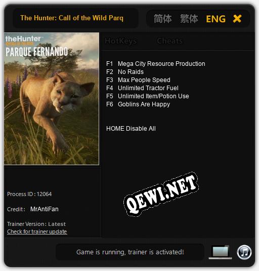 The Hunter: Call of the Wild Parque Fernando: ТРЕЙНЕР И ЧИТЫ (V1.0.89)